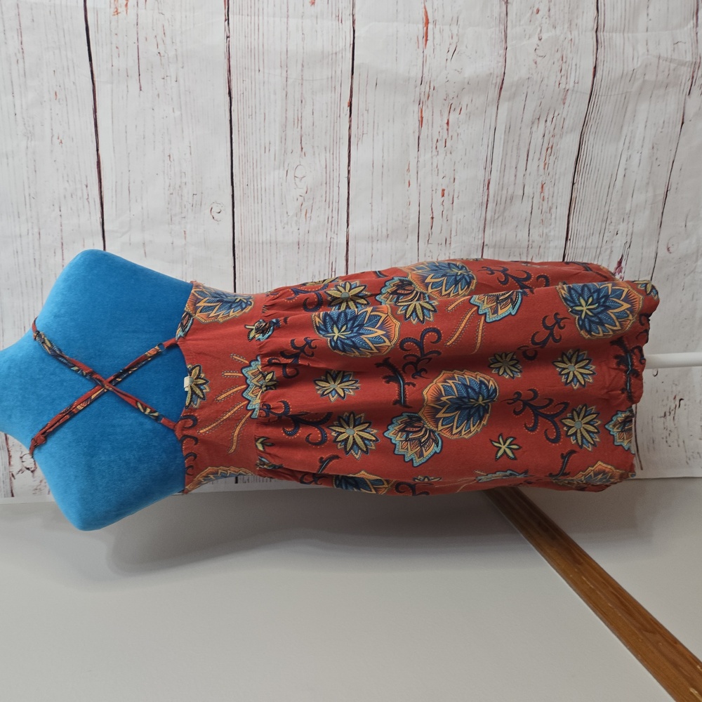 Roxy Boho Floral Midi Dress Spaghetti Strap Rust Orange Size XS - Picture 6 of 14